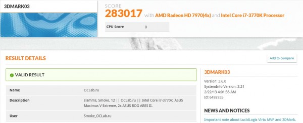 PR ASUS ARES II helps set 3DMark03 world record